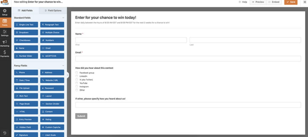 Create the Scheduling Form