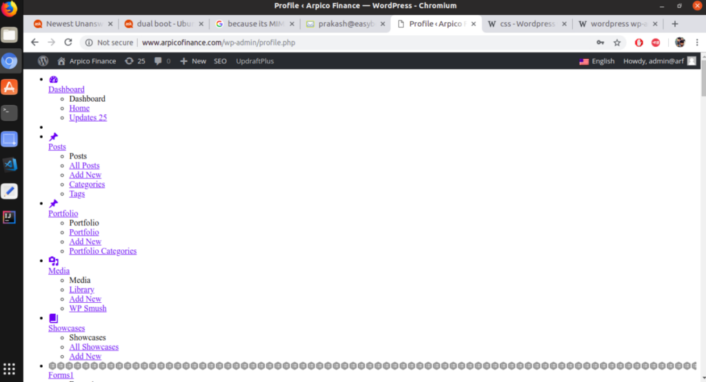 Broken CSS in the WordPress Admin Area