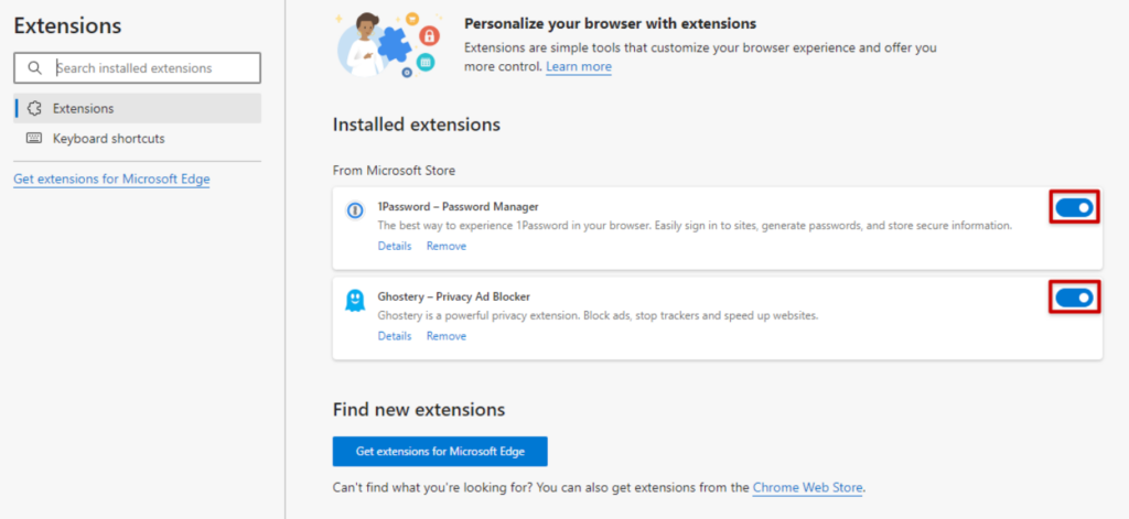 Disable Browser Extensions